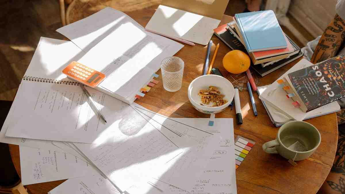 Study equipment belonging to a tertiary student