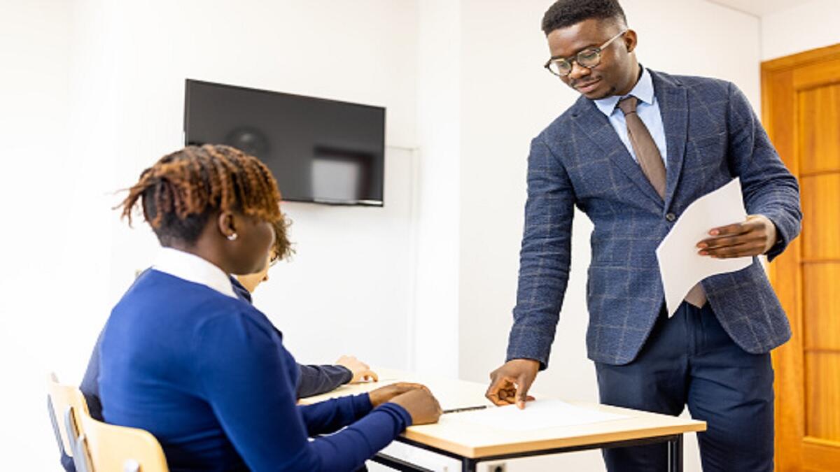 A matric learner getting ready to write an exam.