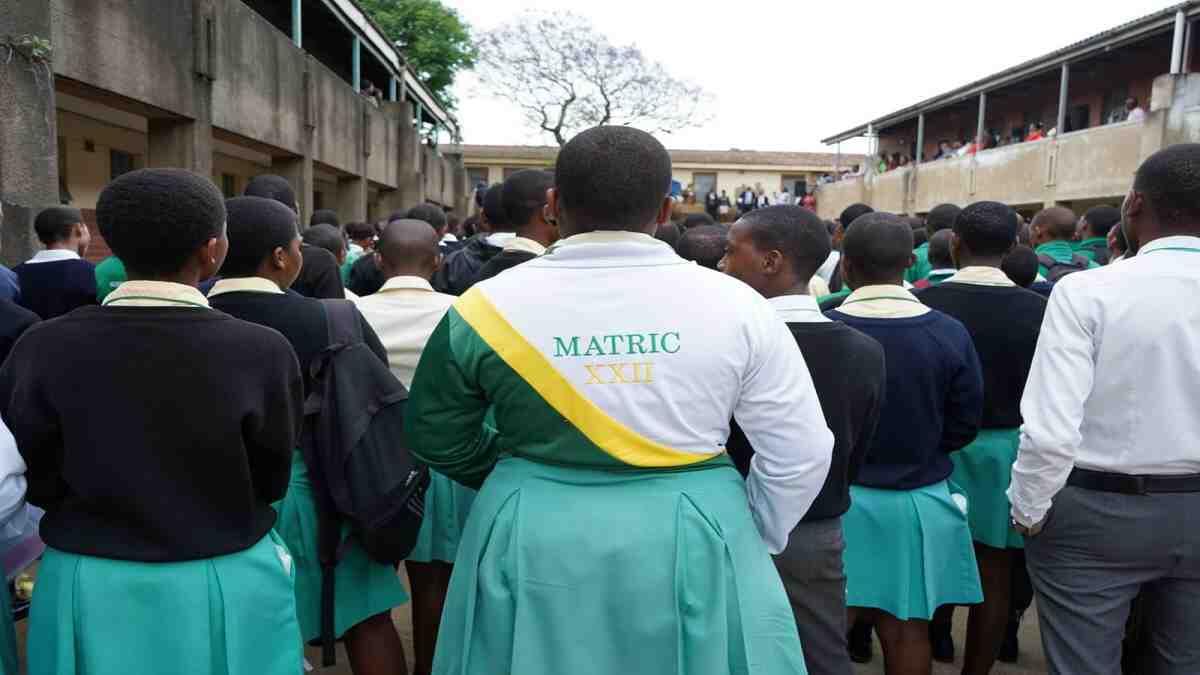 Matric learners wearing school uniform