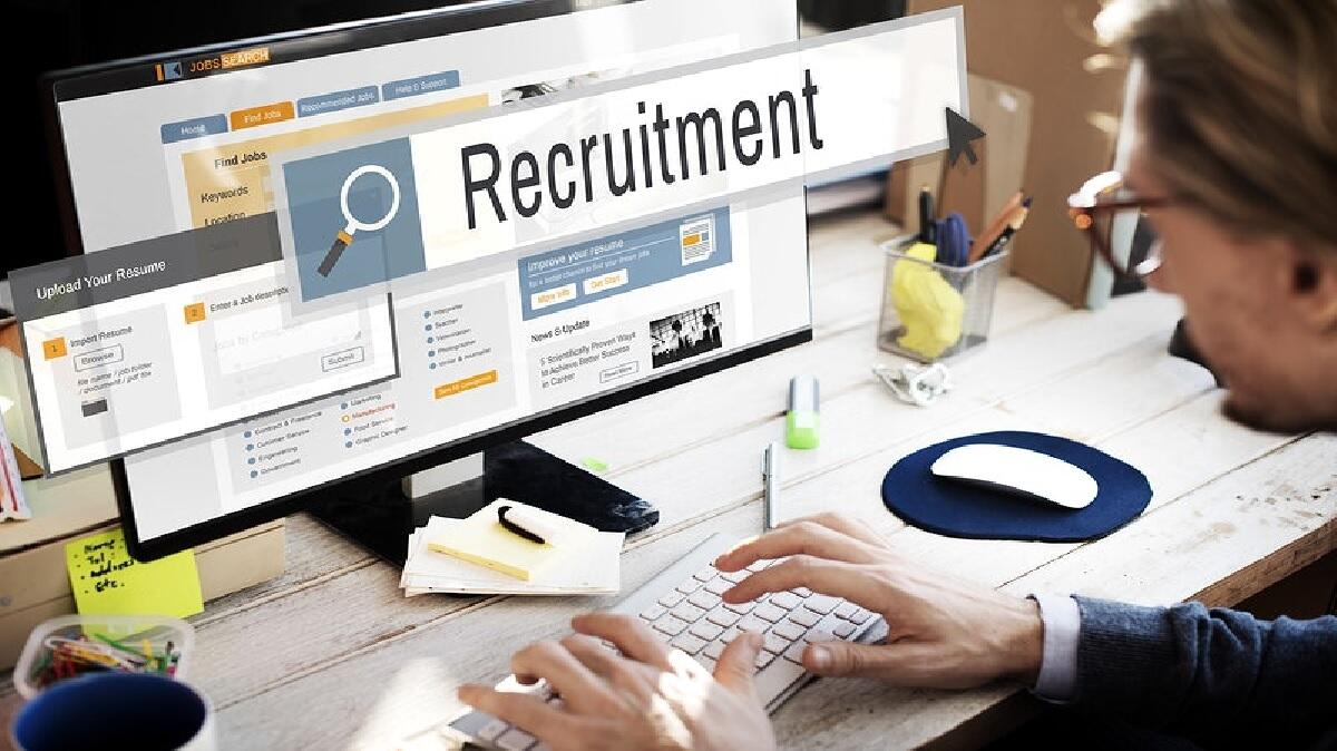 A person searching for employment online 