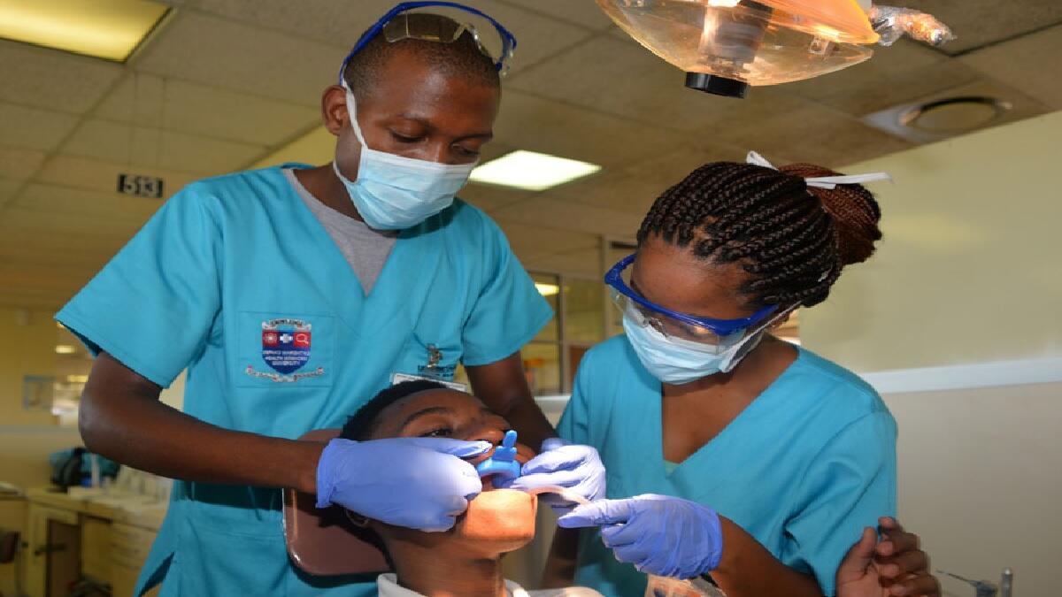 Students conducting health procedure at Sefako Makgatho Health Sciences University's school of oral health sciences