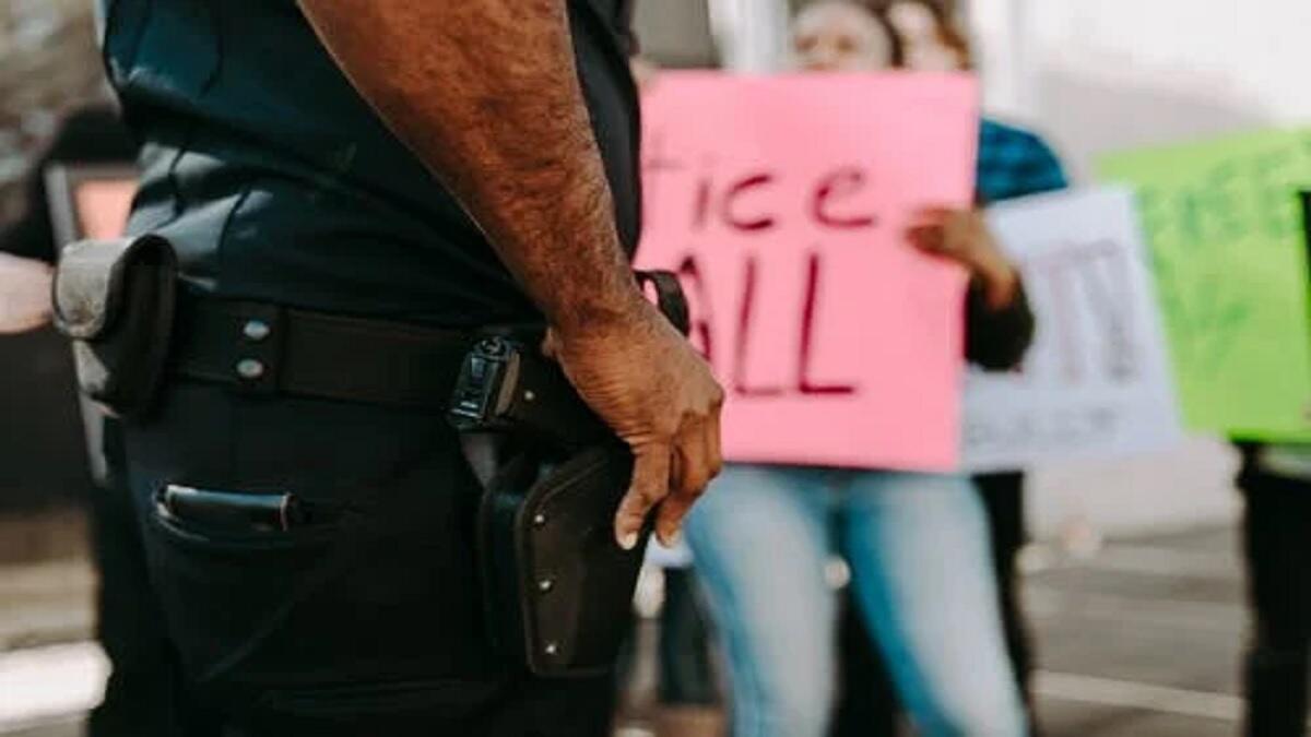 Police and students during a protest