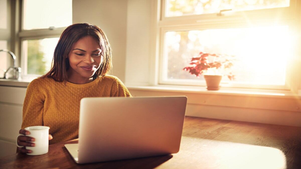 Student working online on a laptop 