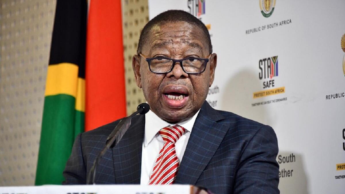 Minister Nzimande at the briefing calling on employers to place TVET college graduates