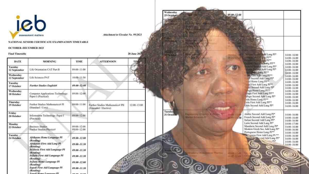 IEB Matric exam timetable 
