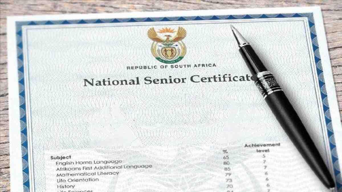 Matric exam certificate 