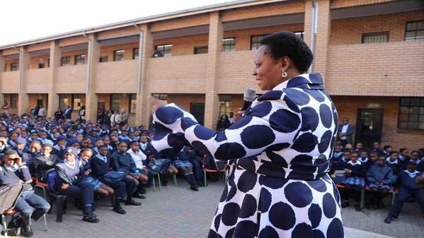Education officials visit South African school learners