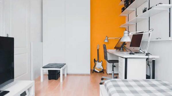 A fully-furnished university residence room