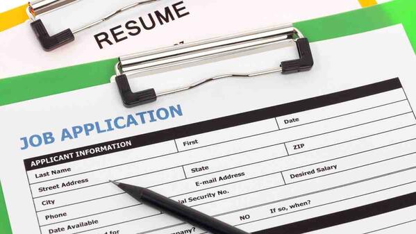 An unfilled job application form