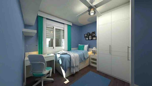 Blue and green bedroom