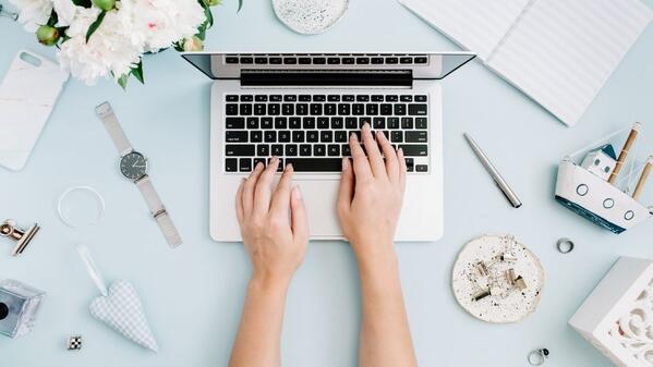 typing on a laptop